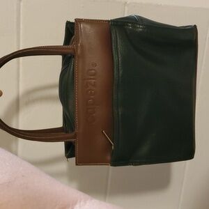 Capezio Handbag‎ Purse Black Brown Zip And Snap 4 Compartments Women 9"inches